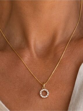 Premier Designs Gold tone “O” Pendant Necklace on 18” snake chain